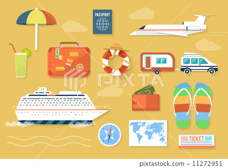 Icons set of traveling and planning a summer vacation 11272951