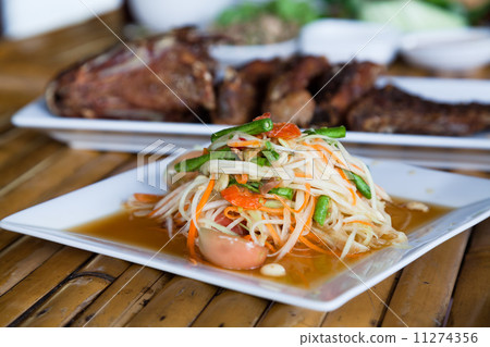 Thai hot and spicy papaya salad 11274356