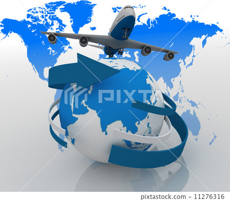 3d passenger jet airplane travels around the world 11276316