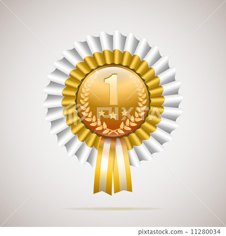 number one golden award with white and gold ribbon 11280034