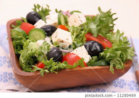 Mediterranean salad, gigantic black olives, sheeps cheese Mediterranean salad, gigantic black olives, sheeps cheese 11280489