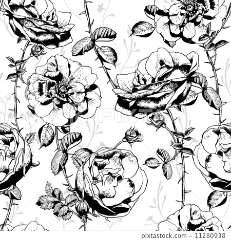 Black and White Floral Seamless Background Black and White Floral Seamless Background 11280938
