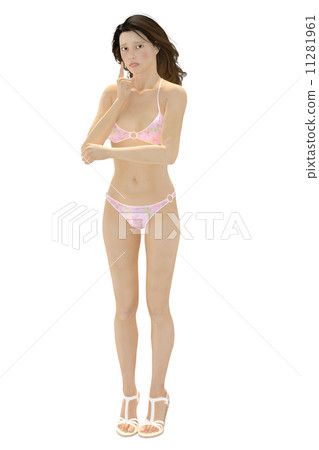A swimsuit woman in troubled look A swimsuit woman in troubled look 11281961