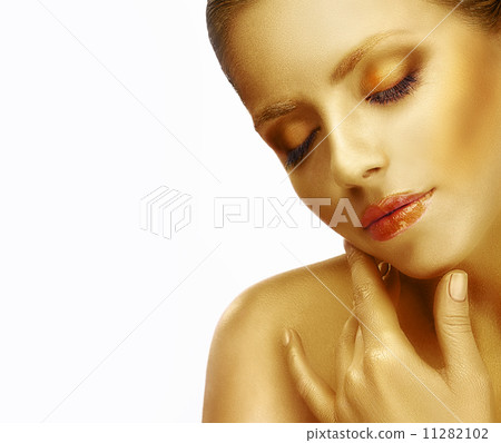 Dreams. Close up Portrait of Young Woman with Silky Skin 11282102