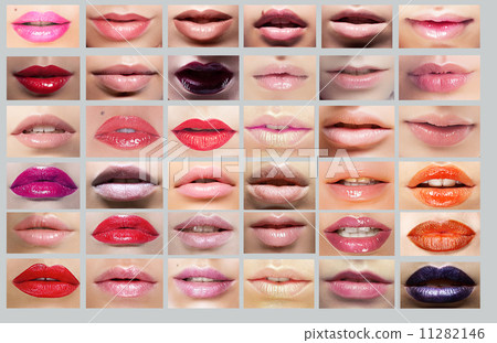 Lipstick. Great Variety of Women's Lips. Set of Colorful Mouths 11282146