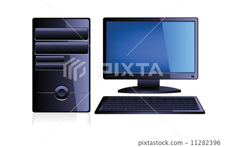 computer with monitor and keyboard computer with monitor and keyboard 11282396