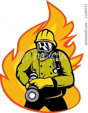 Fireman or firefighter with fire hose Fireman or firefighter with fire hose 11284731