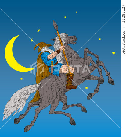 Norse God Odin riding eight-legged horse 11285127