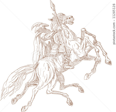 Norse God Odin riding eight-legged horse 11285128