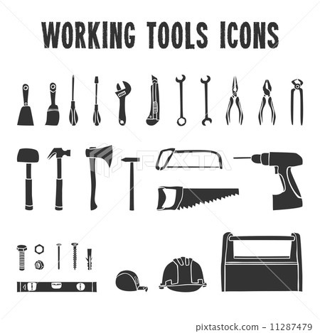Working tool box icons set 11287479