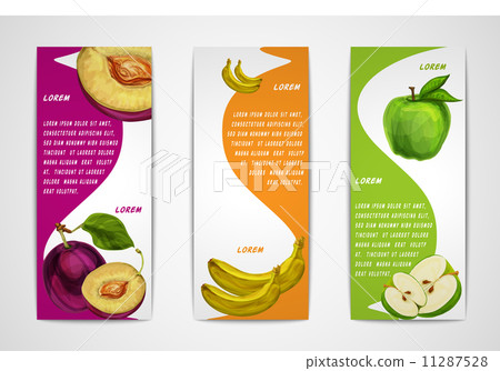 Mixed organic fruits banners collection 11287528