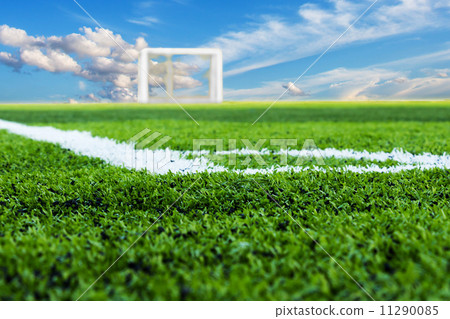 Soccer field with sky background Soccer field with sky background 11290085