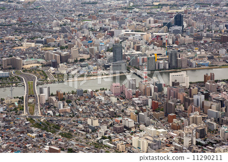 Aerial view of Niigata station area 11290211
