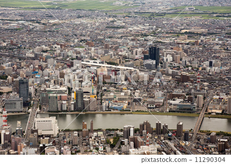 Aerial view of Niigata station area 11290304
