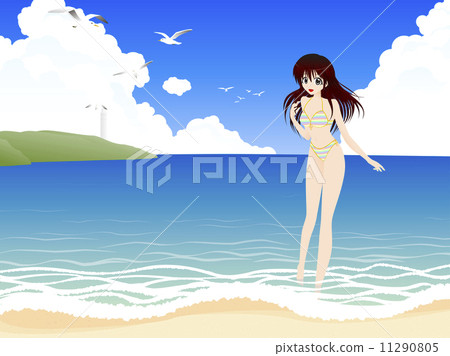 有泳裝的女孩與海邊 11290805