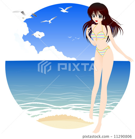 Girls with swimsuits with seaside Girls with swimsuits with seaside 11290806
