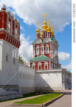 Tower of the Novodevichy Convent in Moscow on a background of blue sky 11292102