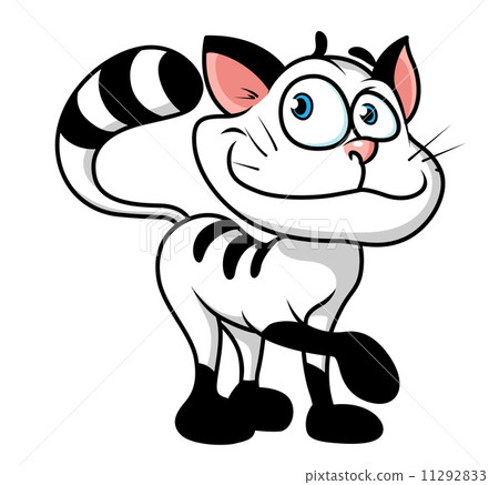 Cute black and white striped cartoon cat Cute black and white striped cartoon cat 11292833