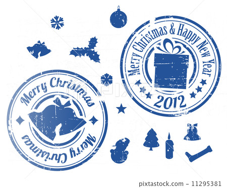 Blue Christmas Vector stamps 11295381