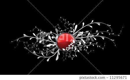 Red button with floral elements 11295671