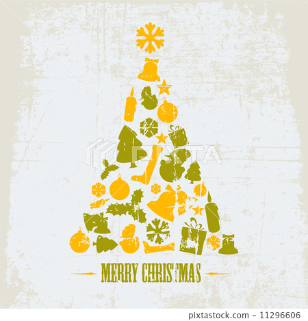 Vintage Vector Grunge Christmas tree - Stock Illustration [11296606 ...