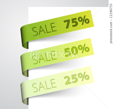 Set of sale green paper tags 11296733