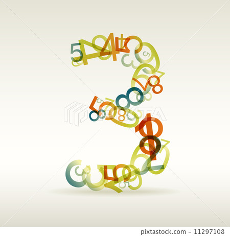 Number three made from colorful numbers Number three made from colorful numbers 11297108