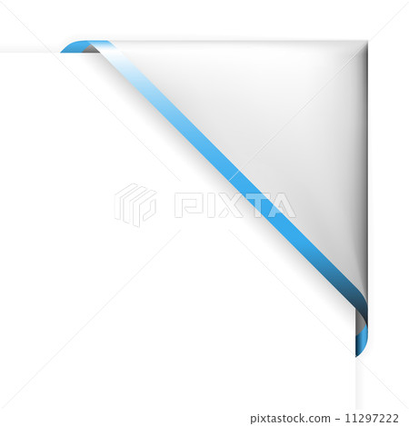White corner ribbon with blue thin border 11297222