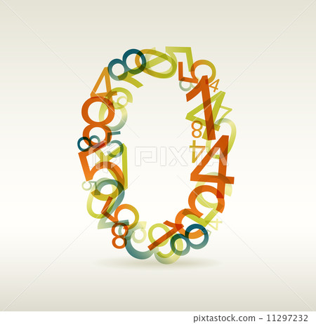 Number zero made from colorful numbers 11297232