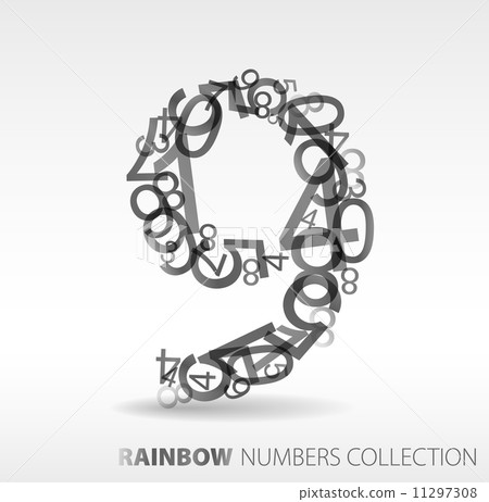 Number nine made from various numbers Number nine made from various numbers 11297308
