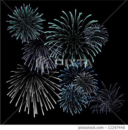 Set of blue fireworks illustrations 11297448