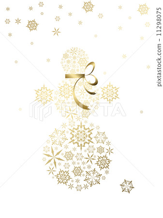 snowman made from golden snowflakes snowman made from golden snowflakes 11298075