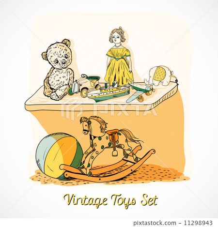 Toys sketch on shelf print 11298943