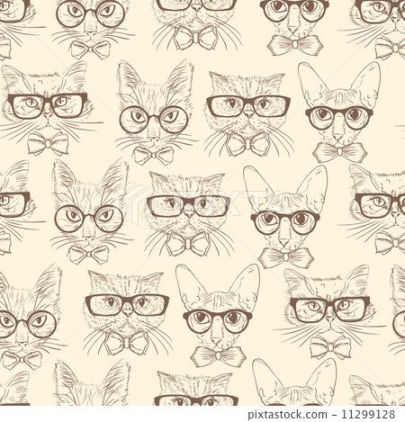 Cat hipsters seamless pattern Cat hipsters seamless pattern 11299128
