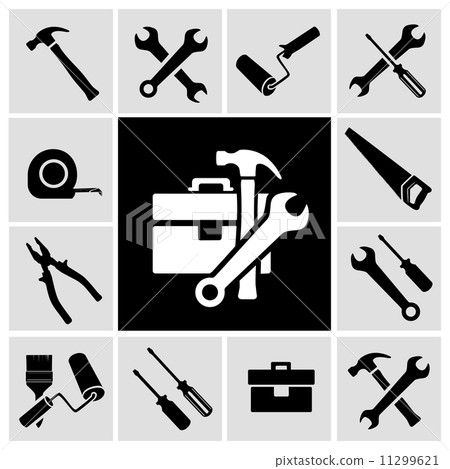 Carpenter tools  black icons set 11299621