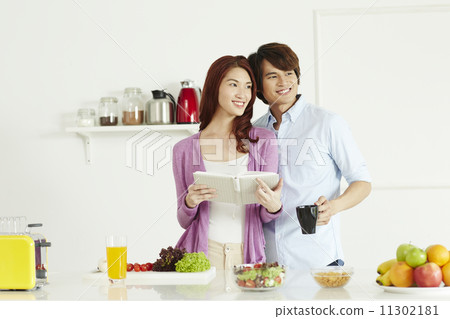 Couple Cooking Healthy Food In Kitchen Lifestyle Meal Preparation 11302181