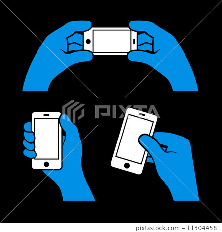Set of Hands Holding Smart Phone, Vector 11304458
