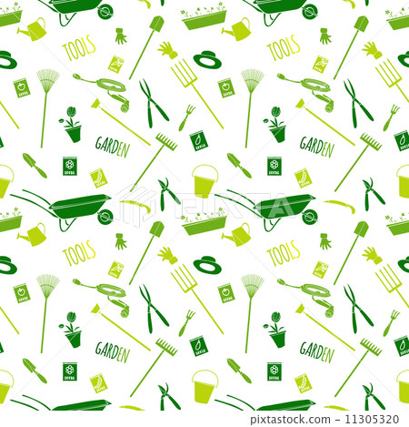 Garden tools seamless pattern - Stock Illustration [11305320] - PIXTA