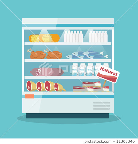 Supermarket cooling shelves food collection Supermarket cooling shelves food collection 11305340