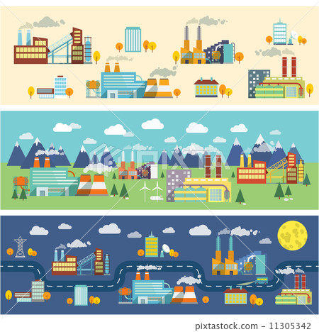 Industry buildings horizontal banners 11305342