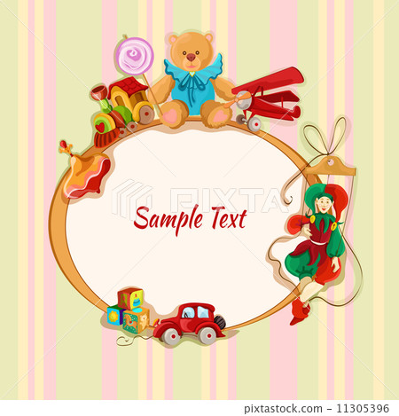 Toys colored drawn framed postcard 11305396
