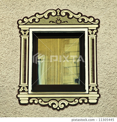 bavarian window with typical painted decorations, Austria bavarian window with typical painted decorations, Austria 11305445