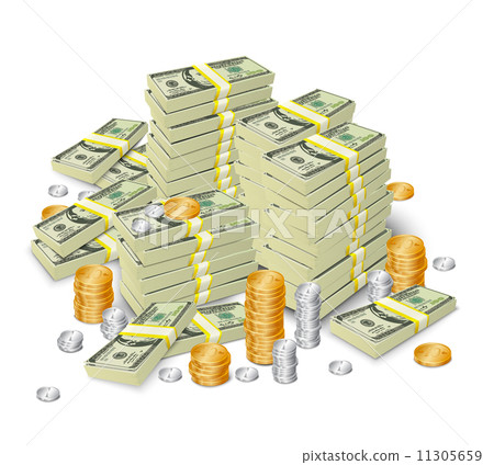 Money stack banknotes and coins concept 11305659