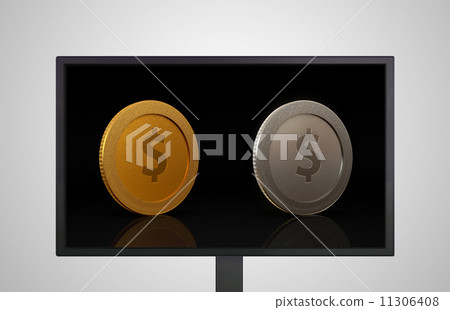 desktop Monitor display currency of dollar coins 11306408
