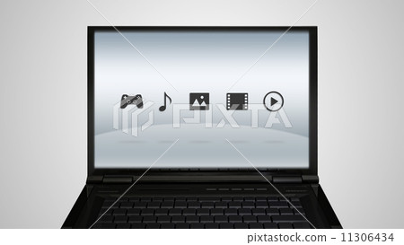laptop monitor display with entertainment icon 11306434