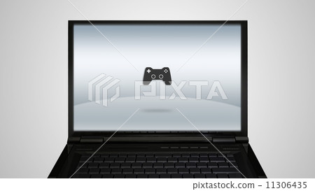 laptop monitor display with tv game icon 11306435