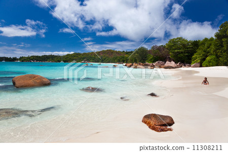 The famous beach of Anse Lazio, Seychelles The famous beach of Anse Lazio, Seychelles 11308211