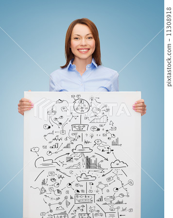 smiling businesswoman with plan in white board smiling businesswoman with plan in white board 11308918