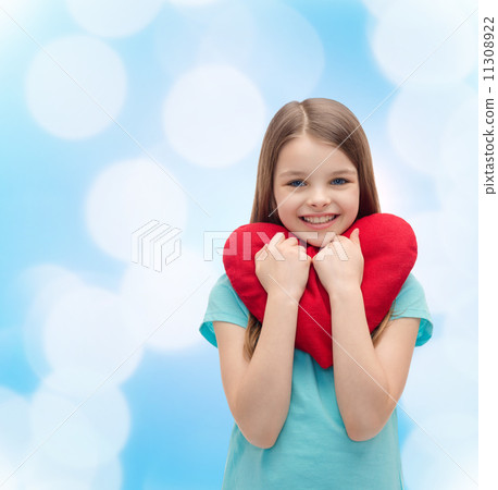smiling little girl with red heart smiling little girl with red heart 11308922