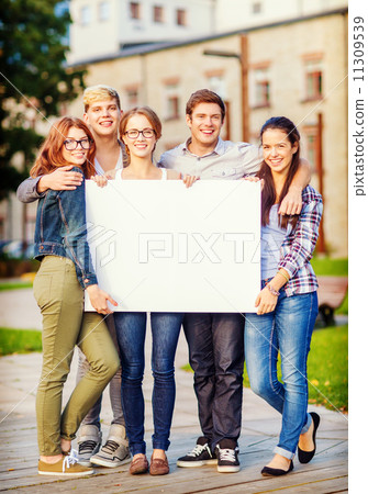students or teenagers with white blank board students or teenagers with white blank board 11309539